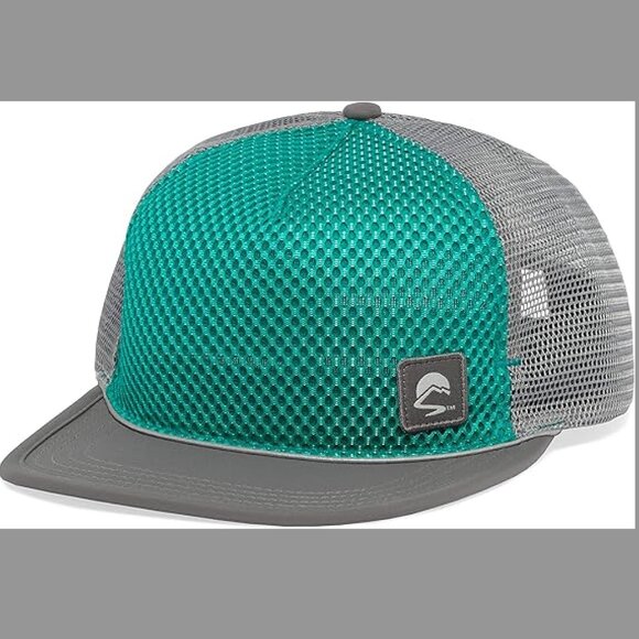 New Vantage Point Trucker Hat - Gray and Teal Mesh Cap - Size M/L - Picture 1 of 8